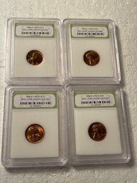 Encapsulated Pennies Lot Of 4