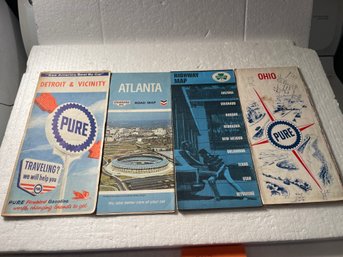 Vintage Road Maps - Lot Of 4