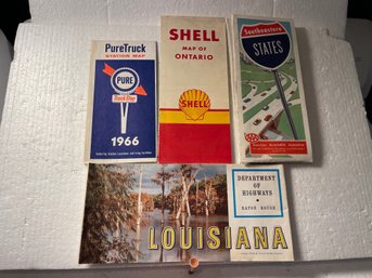 Vintage Road Maps - Lot Of 4