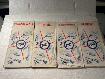 Vintage Road Maps - Lot Of 4