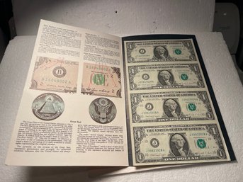 1988 A Bureau Of Engraving And Printing CA Block $1 One Dollar Uncut Sheet Of 4