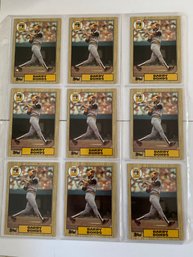 1987 Topps Baseball Card Barry Bonds Lot Of 9