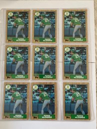 1987 Topps Baseball Card Mark McGwire Lot Of 9