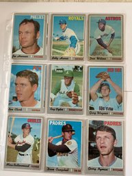 1970 Topps Baseball Card Lot Of 9