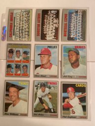 1970 Topps Baseball Card Lot Of 9