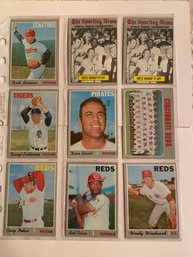 1970 Topps Baseball Card Lot Of 9