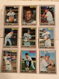 1970 Topps Baseball Card Lot Of 9