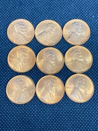 1952 D Uncirculated Wheat Penny Lot Of 9