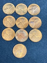 1958 D Uncirculated Wheat Penny Lot Of 10