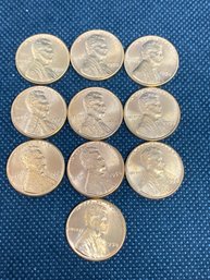 1958 Uncirculated Wheat Penny Lot Of 10