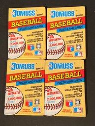 1991 Donruss Baseball Card Series OnePacks Lot Of 4