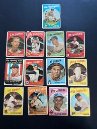 1959 Topps Baseball Card Lot Of 13. POOR Condition