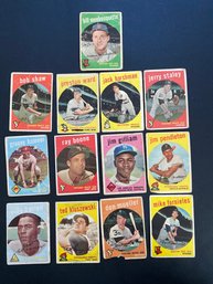 1959 Topps Baseball Card Lot Of 13. POOR Condition