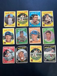 1959 Topps Baseball Card Lot Of 12. POOR Condition