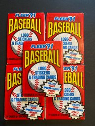 1991 Fleer Baseball Wax Pack Lot Of 5