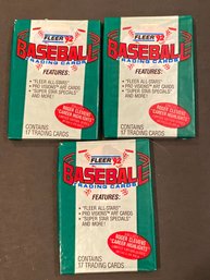 1992 Fleer Baseball Card Lot Of 3