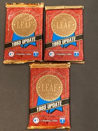 1993 The Leaf Set Baseball Cards Wax Pack Lot Of 3