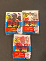 1990 Fleer Baseball Cello Pack Lot Of 3