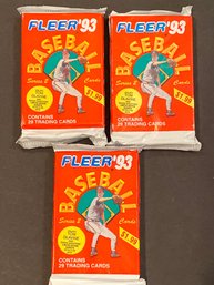 1993 Fleer Baseball Card Series 2 Factory Sealed Wax Jumbo Cello Packs Lot Of 3