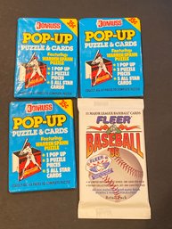 Assorted Baseball Card Pack Lot Of 4