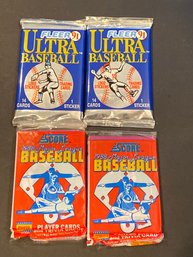 Assorted Baseball Card Pack Lot Of 4