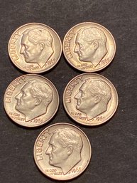1969-P Roosevelt Dime (Brilliant & Uncirculated) Lot Of 5