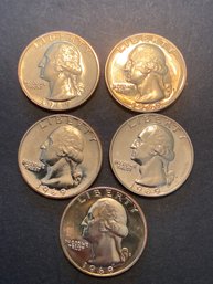 1969 S Clad Proof Quarter Lot Of 5