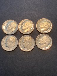 1971 S Clad Proof Dime Lot Of 6
