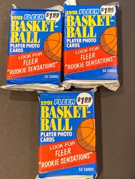 1991 Fleer Basketball Pack Lot Of 4.