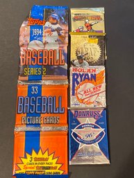 Assorted Baseball Card Pack Lot Of 5