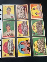 1950s Topps Baseball Card Lot Of 9