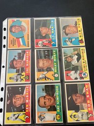 1960 Topps Baseball Card Lot Of 9