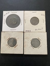 1943 Steel Penny Lot Of 4