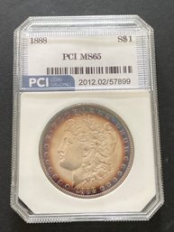 1888 MORGAN DOLLAR PCI MS65. Toning.