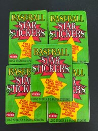 1986 Fleer Baseball Star Stickers Wax Pack Lot Of 5