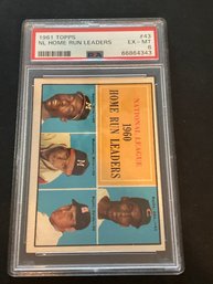 1961 Topps Home Run Leaders Aaron Banks Mathews PSA 8 NM-MT #43