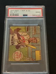 1943 MP And Co. R302-1 (Hand Cut) #19 Mel Ott NY Giants HOF PSA 2 GOOD