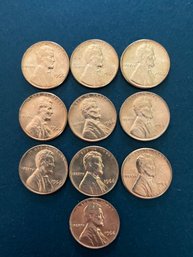 1966 P Uncirculated Lincoln Penny Lot Of 10