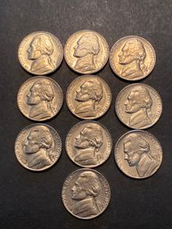 1970 S Jefferson Nickel Coin Lot Of 10