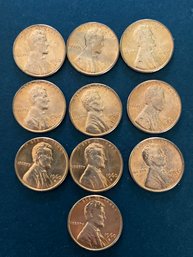 1960 D Large Date Lincoln Pennies Lot Of 10. BU