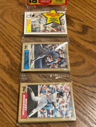 1987 Topps Baseball Rack Pack With Rickey Henderson, Fernando Valenzuela, And Will Clark Rookie All  Showing!