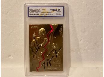 1996-97 JORDAN / PIPPEN FLEER Game Breakers 23K GOLD CARD Signature Series GM 10