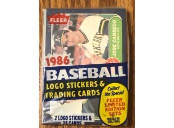 1986 Unopened Fleer Cello Pack With Canseco Rookie Card On Top!