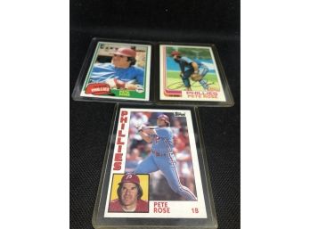 Lot Of 3 Pete Rose Topps 1980s  Baseball Cards!