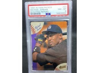 MICHAEL JORDAN PSA 8 1994 ACTION PACKED BASEBALL #23 SCOUTING REPORT