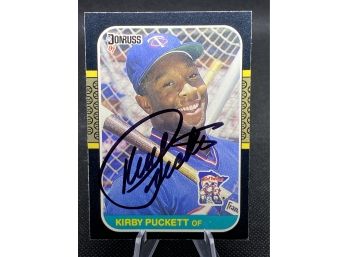 1987 Donruss Kirby Puckett Autograph With COA