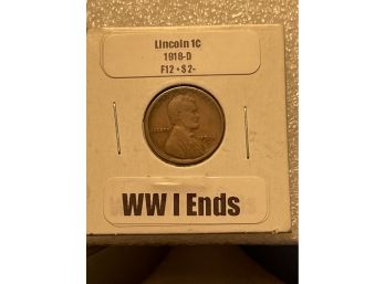 1918 D F12 Lincoln Cent