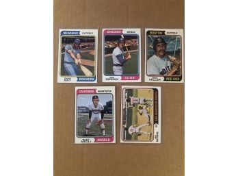 Lot Of (5) 1974 Topps Baseball Cards