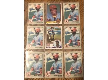 Lot Of (9) 1983 Willie McGee Rookie Cards