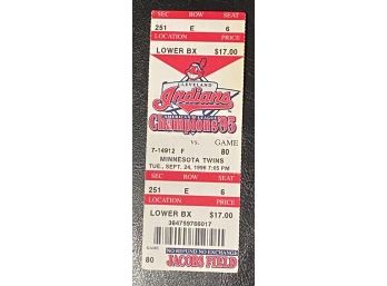 Cleveland Indians Game Ticket September 24, 1996